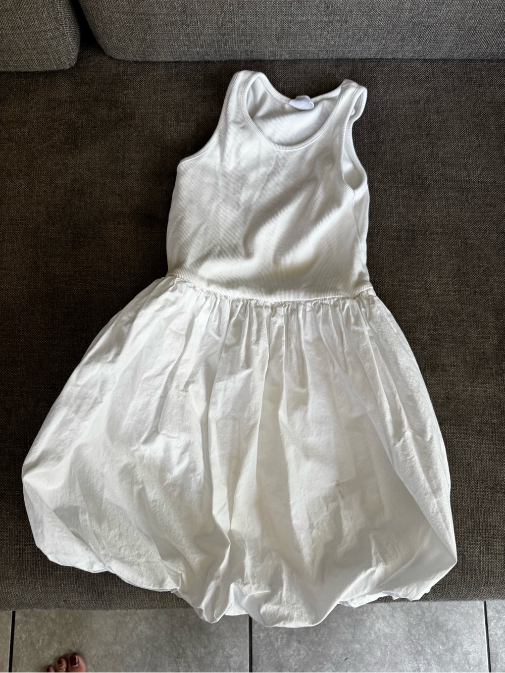 Zara White Sleeveless Bubble-Hem Dress for Girls